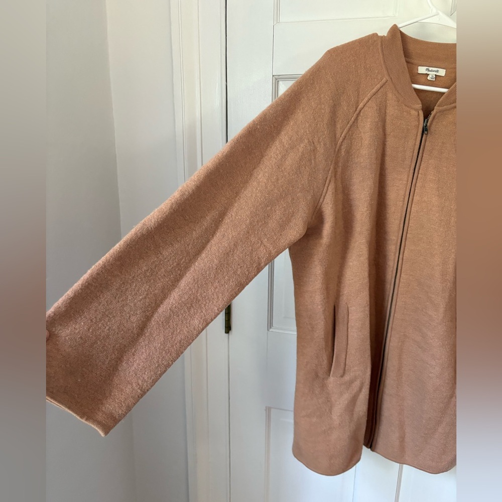 Madewell Bomber-Sweater-Jacket in Bright Apricot, Size Extra Large (XL) - Picture 4 of 11
